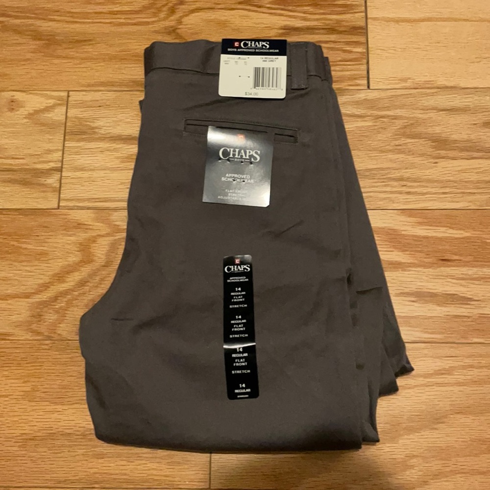 Chaps Boys School Pants - 14 Regular - Grey